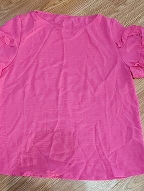 Bright Pink Puff Sleeve Blouse In Women's Size Large